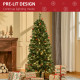 5FT Prelit Artificial Pencil Christmas Tree with Warm White LED Light, Red Berry, Holiday Home Xmas Decoration, Green