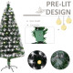 5ft White Light Artificial Christmas Tree w/ 180 LEDs Star Topper Tri-Base Full Bodied Seasonal Decoration Pre-Lit Home