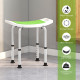 6-Level Height Adjustable Aluminium Bath Room Stool Chair Shower Non-Slip Design w/ Padded Seat Drainage Holes Foot Pad, Green