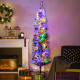 6&#039; Artificial Prelit Christmas Trees Holiday Décor with Colourful LED Lights, Flocked Tips, Berry, Pine Cone