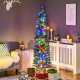 6&#039; Artificial Prelit Christmas Trees Holiday Décor with Colourful LED Lights, Pencil Shape, Steel Base