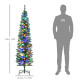 6&#039; Artificial Prelit Christmas Trees Holiday Décor with Colourful LED Lights, Pencil Shape, Steel Base