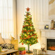 6&#039; Artificial Prelit Christmas Trees Holiday Décor with Warm White LED Lights, Auto Open, Tinsel, Ball, Star