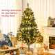 6&#039; Artificial Prelit Christmas Trees Holiday Décor with Warm White LED Lights, Decoration, Banner, Tag, Ball