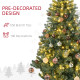 6&#039; Artificial Prelit Christmas Trees Holiday Décor with Warm White LED Lights, Decoration, Banner, Tag, Ball