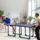 6ft 182cm Mini Table Tennis Table Folding Ping Pong Table with Net Multi-Use Table for Indoor Outdoor Game, Blue