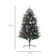 6ft Artificial Prelit Christmas Tree with Warm White LED Lights and 796 Tips, Metal Stand, Xmas Tree with Purple Ornaments for H