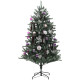 6ft Artificial Prelit Christmas Tree with Warm White LED Lights and 796 Tips, Metal Stand, Xmas Tree with Purple Ornaments for H