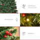 6FT Prelit Artificial Pencil Christmas Tree with Warm White LED Light, Red Berry, Holiday Home Xmas Decoration, Green