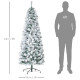 6FT Prelit Artificial Snow Flocked Christmas Tree with Warm White LED Light, Holiday Home Xmas Decoration, Green White