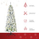 6FT Prelit Artificial Snow Flocked Christmas Tree with Warm White LED Light, Holiday Home Xmas Decoration, Green White