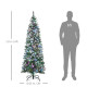 6FT Tall Prelit Pencil Slim Artificial Christmas Tree with Realistic Branches, 300 Colourful LED Lights and 618 Tips, Xmas Decor