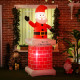 7ft Christmas Inflatable Santa Claus from Chimney, Blow-Up Outdoor LED Garden Display for Lawn, Party