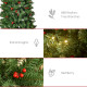 7FT Prelit Artificial Pencil Christmas Tree with Warm White LED Light, Red Berry, Holiday Home Xmas Decoration, Green