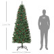 7FT Prelit Artificial Pencil Christmas Tree with Warm White LED Light, Red Berry, Holiday Home Xmas Decoration, Green