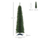 7ft Unlit Artificial Christmas Tree, Pencil Slim Xmas Tree with Solid Stand and Realistic Branches, Green