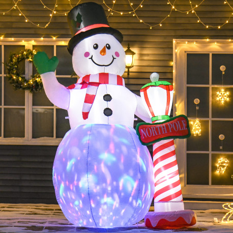 8ft Tall Christmas Inflatable Snowman with Street Lamp, Lighted for Home Indoor Outdoor Garden Lawn Decoration Party Prop