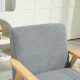 Accent Chair Wood Frame with Thick Cashmere Cushions Wide Seat Armchair Home Furniture Bedroom Office Grey