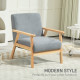 Accent Chair Wood Frame with Thick Cashmere Cushions Wide Seat Armchair Home Furniture Bedroom Office Grey