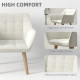 Accent Chair, Arm Chair with Wide Arms, Slanted Back, Thick Padding and Rubber Wooden Legs for Living Room, Cream White