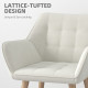 Accent Chair, Arm Chair with Wide Arms, Slanted Back, Thick Padding and Rubber Wooden Legs for Living Room, Cream White