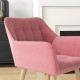 Accent Chair, Arm Chair with Wide Arms, Slanted Back, Thick Padding and Rubber Wooden Legs for Living Room, Pink