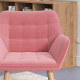 Accent Chair, Arm Chair with Wide Arms, Slanted Back, Thick Padding and Rubber Wooden Legs for Living Room, Pink