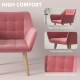 Accent Chair, Arm Chair with Wide Arms, Slanted Back, Thick Padding and Rubber Wooden Legs for Living Room, Pink