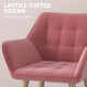 Accent Chair, Arm Chair with Wide Arms, Slanted Back, Thick Padding and Rubber Wooden Legs for Living Room, Pink