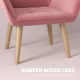 Accent Chair, Arm Chair with Wide Arms, Slanted Back, Thick Padding and Rubber Wooden Legs for Living Room, Pink