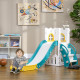 AIYAPLAY 4 in 1 Toddler Slide with Basketball Hoop, Climber, Telescope, Storage Basket, for Ages 1-3 Years, Yellow