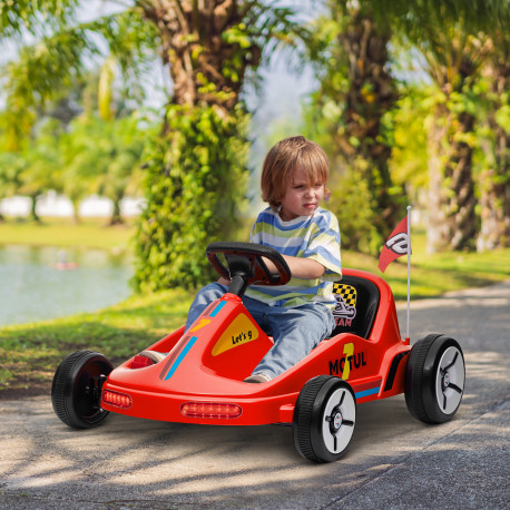 AIYAPLAY 6V Electric Go Kart for Kids with Music, Light, Horn, for 3-5 Years, Red