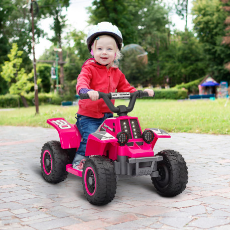 AIYAPLAY 6V Electric Quad Bike for Kids, Ride On ATV w/ Forward Backward, Headlights, for 18-36 Months - Pink