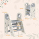 AIYAPLAY Foldable &amp; Adjustable Toddler Tower with Handle, Non-Slip, Grey