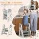 AIYAPLAY Foldable &amp; Adjustable Toddler Tower with Handle, Non-Slip, Grey