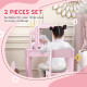 AIYAPLAY Kids Dressing Table Sets with Stool and Tri-Fold Mirror, Drawer for Playroom, Bedroom - Pink