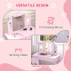 AIYAPLAY Kids Dressing Table Sets with Stool and Tri-Fold Mirror, Drawer for Playroom, Bedroom - Pink