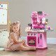 AIYAPLAY Kids Kitchen with 33 Piece Accessories, Lights, Sounds, Storage, for Children 3-6 Years, Pink