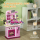 AIYAPLAY Kids Kitchen with 33 Piece Accessories, Lights, Sounds, Storage, for Children 3-6 Years, Pink