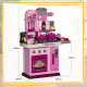 AIYAPLAY Kids Kitchen with 33 Piece Accessories, Lights, Sounds, Storage, for Children 3-6 Years, Pink