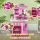 AIYAPLAY Kids Kitchen with 33 Piece Accessories, Lights, Sounds, Storage, for Children 3-6 Years, Pink