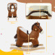 AIYAPLAY Kids Rocking Horse, Plush Ride on Horse, with Sound, Wood Base, for Ages 18-36 Months, Brown