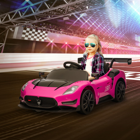 AIYAPLAY Maserati GT2 Licensed 12V Kids Electric Ride on Car with 4 Suspension, Remote Control Music Horn Lights - Pink