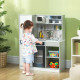 AIYAPLAY Pretend Play Toy Kitchen, Kids Kitchen Playset w/ Sounds and Lights Running Water, Coffee Maker, Refrigerator