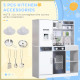 AIYAPLAY Pretend Play Toy Kitchen, Kids Kitchen Playset w/ Sounds and Lights Running Water, Coffee Maker, Refrigerator