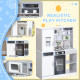 AIYAPLAY Pretend Play Toy Kitchen, Kids Kitchen Playset w/ Sounds and Lights Running Water, Coffee Maker, Refrigerator