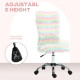 Armless Computer Desk Chair, Fluffy Fabric Swivel Office Chair, Makeup Vanity Chair with Height Adjustable, Wheels, for Home Stu