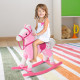 Baby Rocking Horse Plush Ride on Animals Rocker with Sound Handle Grip for Kids 3-6 Years - Pink