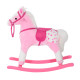 Baby Rocking Horse Plush Ride on Animals Rocker with Sound Handle Grip for Kids 3-6 Years - Pink