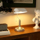 Banker&#039;s Desk Lamp with Antique Bronze Tone Base, Table Lamp with White Glass Shade for Home Office, White